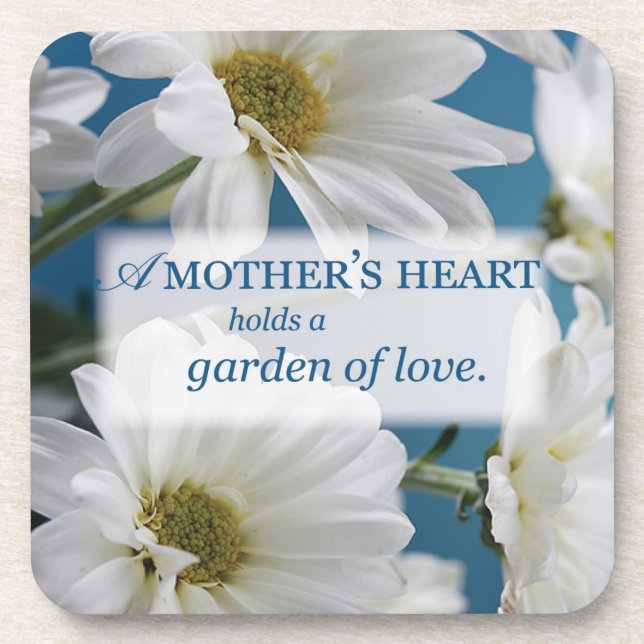 Mother's Day White Daisies Garden of Love Blue Sky Coaster (Front)