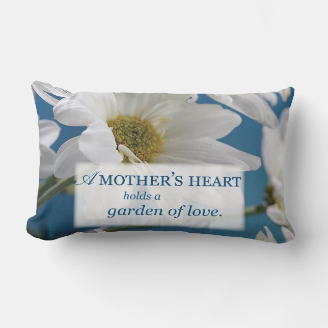 Mother's Day White Daisies Garden of Love Blue Sky Lumbar Cushion (Front)