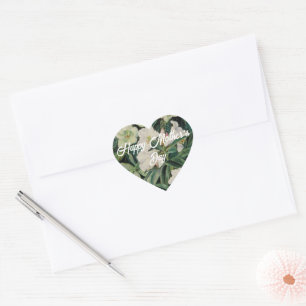 Mothers Day White Floral Heart Sticker