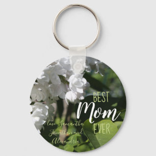 Mother's Day White Lilacs Best Mum Ever Key Ring