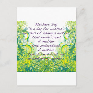 Mother's day wishes green yellow postcard