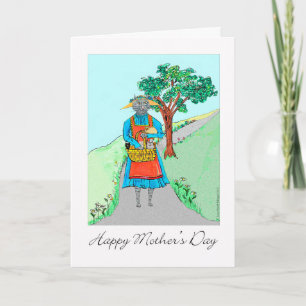 Mother's Day with Cat and Basket of Kittens Card
