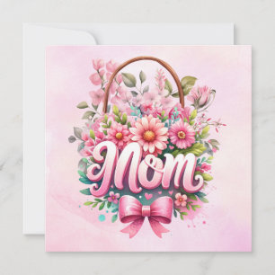 Mother's Day with pink flowers Holiday Card
