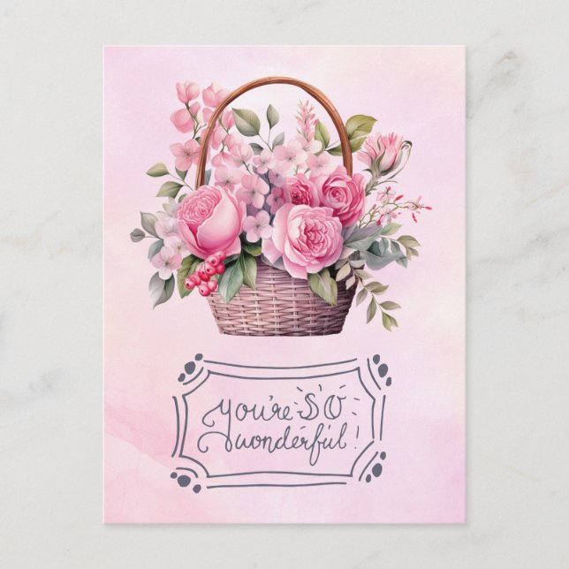 Mother's Day with pink roses Card (Front)