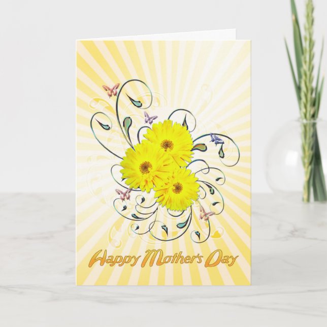 Mother's Day with yellow flowers Card (Front)