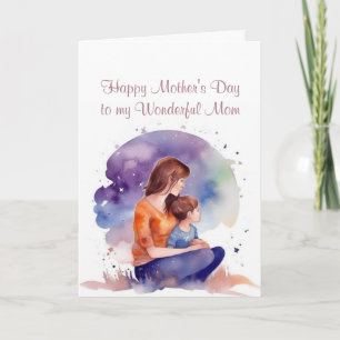 Mother's Day Wonderful Mother Watercolor Card