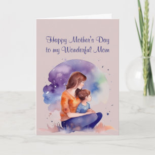 Mother's Day Wonderful Mother Watercolor Card