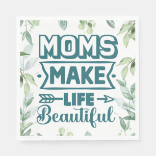 Mother's Day Word Art With Foliage Frame Napkin