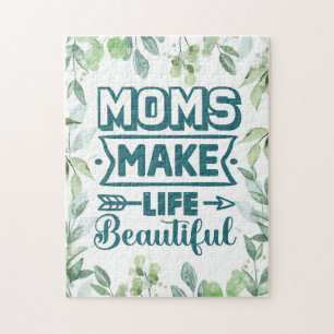 Mothers Day Word Art With Foliage Jigsaw Puzzle