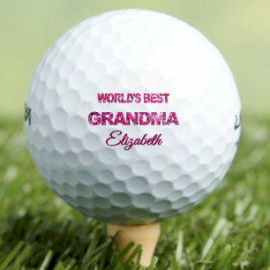 Mother's day Worlds Best Grandma Personalised Pink Golf Balls