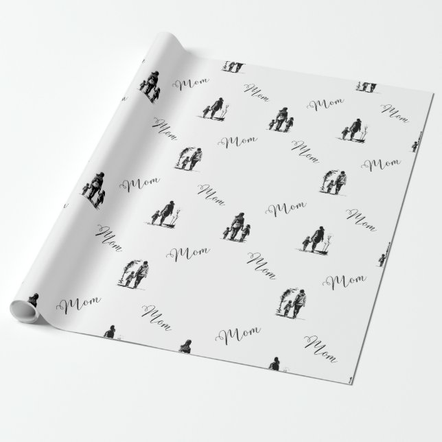 Mother's Day Wrapping Paper | Elegant Gift Paper (Unrolled)