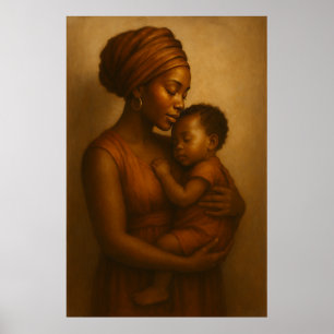 Mother's Embrace African Mother and Child Wall Poster