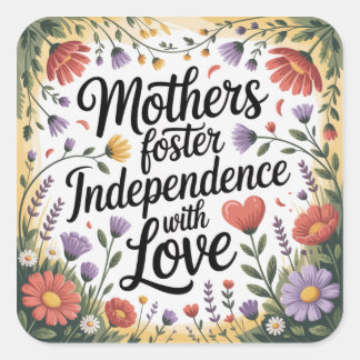 Mothers Foster Independence With Love Square Sticker