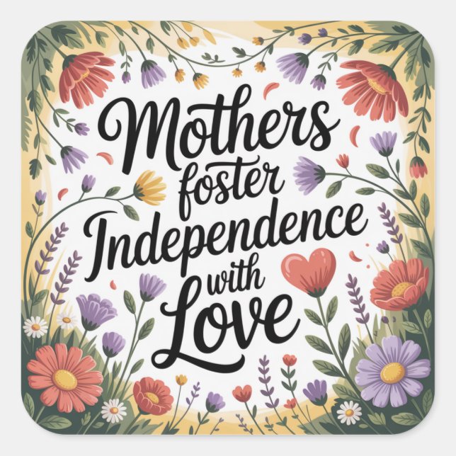Mothers Foster Independence With Love Square Sticker (Front)