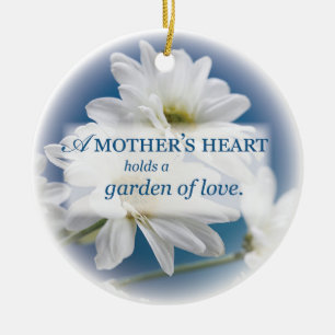 Mother's Garden of Love, Daisies, Blue Sky Ceramic Tree Decoration