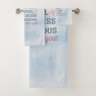 Mother's heart bath towel set