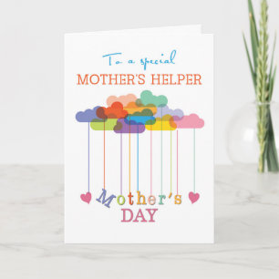 Mother's Helper, Cute Mother's Day Rainbow Clouds Card