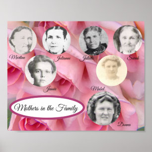 Mothers in the Family Photo Pink Roses Poster
