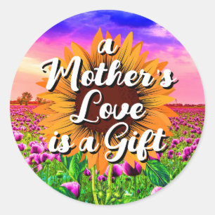 Mother's Love is a Gift Elegant Floral Stickers