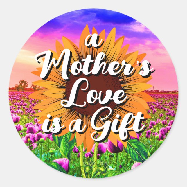 Mother's Love is a Gift | Elegant Floral Stickers (Front)