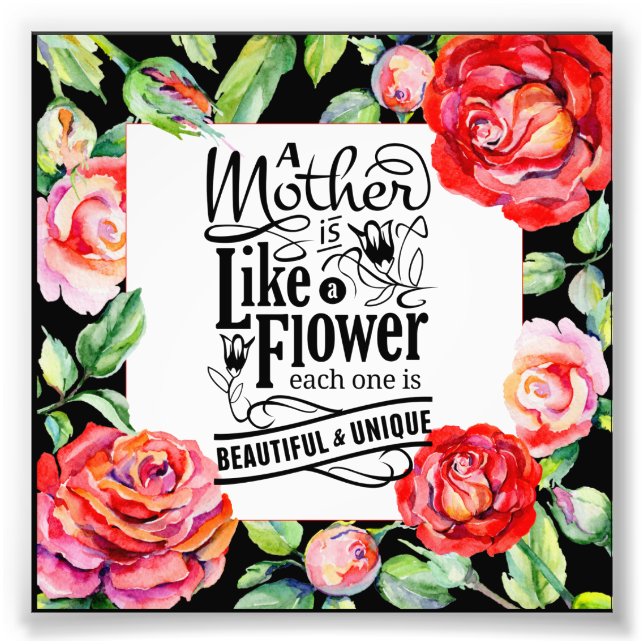 MOTHERS Love Quote Template - Red Roses from $0.09 Photo Print (Front)