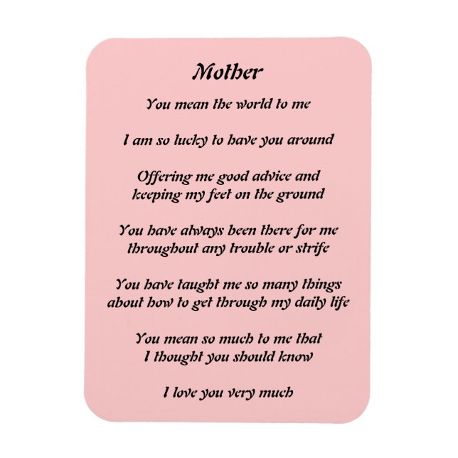 Mothers Poem Magnet (Vertical)