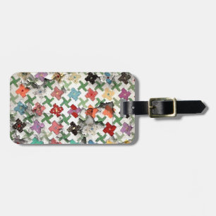 Mother's Quilt Luggage Tag w/ leather strap