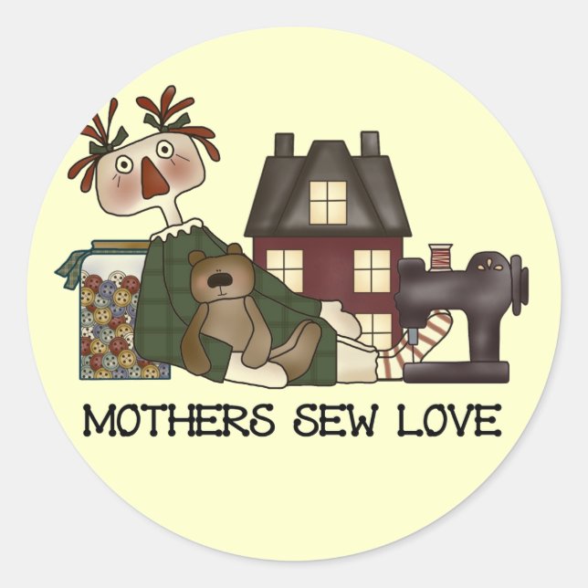 Mothers Sew Love T shirts and Gifts Classic Round Sticker (Front)