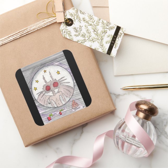 Mothman and Pizza Square Sticker (Gifting)