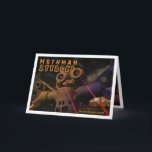 Mothman Attacks Birthday Card<br><div class="desc">Scary card with Metal Mothman destroying city with Laser Eyes.</div>