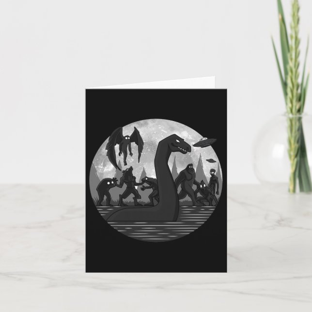 Mothman Bigfoot Loch Ness Monster Aliens Ufo Fun C Card (Front)