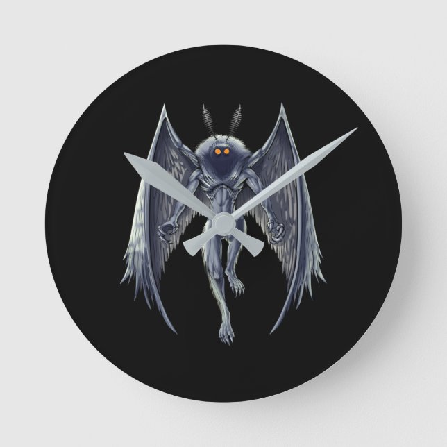 Mothman Cryptid Creature Round Clock (Front)