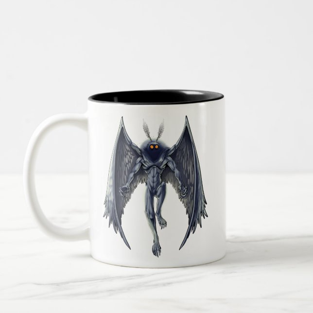 Mothman Cryptid Creature Two-Tone Coffee Mug (Left)