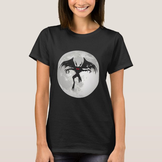 Mothman Cryptid Monster Folklore Creature Moon Cry T-Shirt (Front)