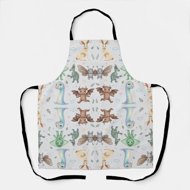Mothman & Friends Cryptid Pattern Apron (Front)