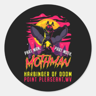 Mothman Fun Cryptid Harbinger Part Man Part Moth  Classic Round Sticker