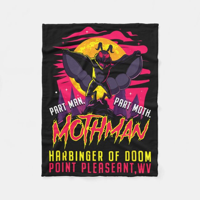 Mothman Fun Cryptid Harbinger Part Man Part Moth  Fleece Blanket (Front)