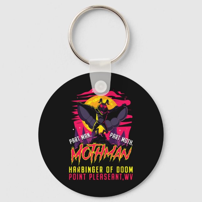 Mothman Fun Cryptid Harbinger Part Man Part Moth  Key Ring (Front)