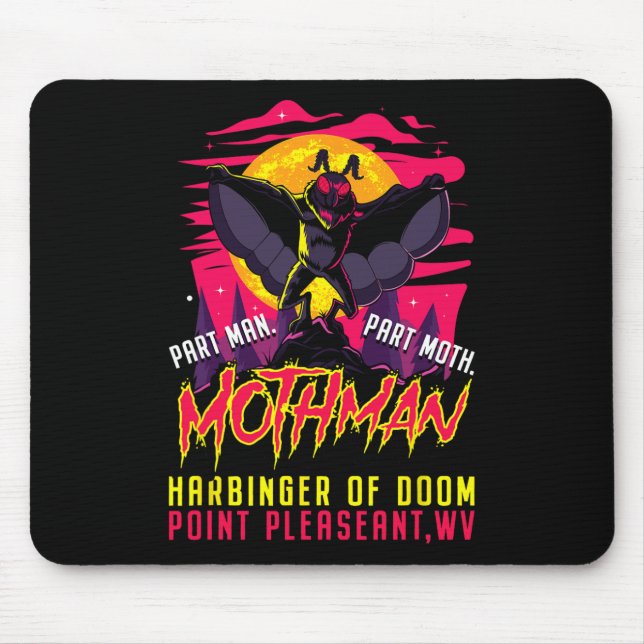 Mothman Fun Cryptid Harbinger Part Man Part Moth  Mouse Pad (Front)