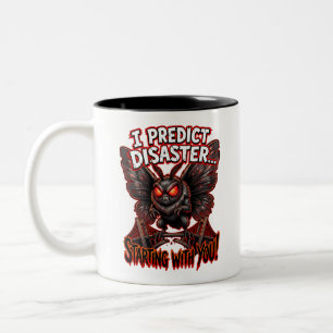 Mothman I Predict Disaster Funny Cryptid Humor Two-Tone Coffee Mug