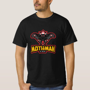 Mothman is real with red and yellow logo Mothman  T-Shirt