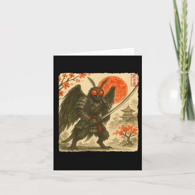 Mothman Samurai Japanese Warrior Costume Sumi-e Ar Card (Front)