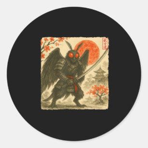 Mothman Samurai Japanese Warrior Costume Sumi-e Ar Classic Round Sticker