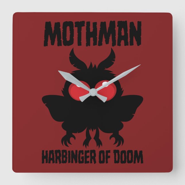 Mothman - Spooky Cute Harbinger Of Doom Square Wall Clock (Front)