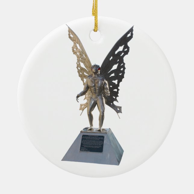 Mothman Statue from Point Pleasant West Virginia Ceramic Tree Decoration (Back)
