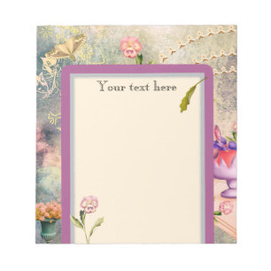 Moths and Pansies Personalised Romantic Notepad