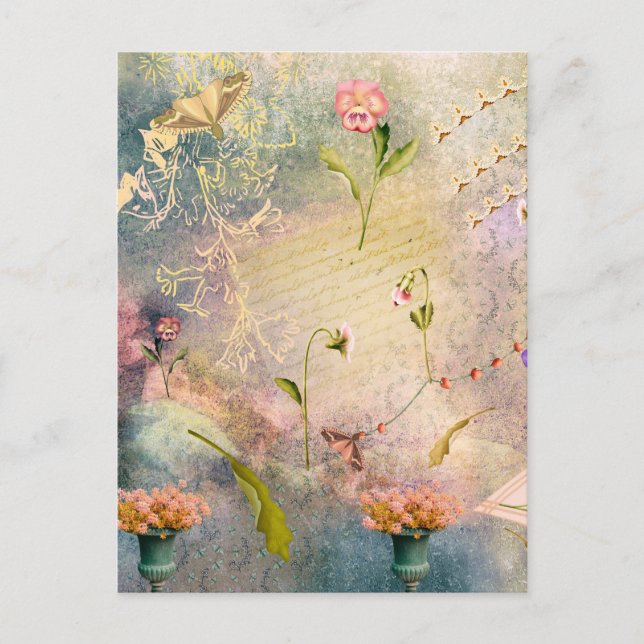 Moths and Pansies Postcard (Front)