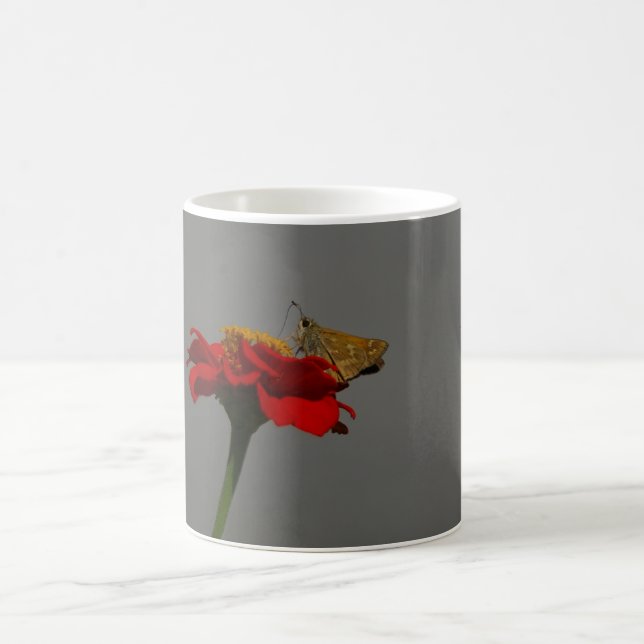 Moths and Red Zinnia Coffee Mug (Center)