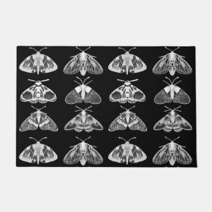 Moths in Black, White and Gray Doormat