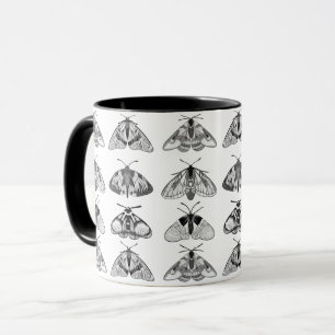 Moths in Gray, Black and White Mug
